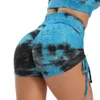 Dyed shorts high waist bubble drawstring tights womens hip-lifting yoga shorts shorts summer