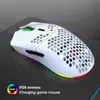 HXSJ T66 RGB 2.4G Mouse de iluminação RGB sem fio RGB sem fio Mouse com design ergonômico DPI ajustável para laptop para desktop 240415