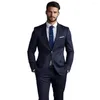 Trajes para hombres Luxury Slim Fit Men azul marino azul sencillo flaco de 2 piezas de 2 piezas Juego de pantalones de fiesta de graduación Blazer Terno 2024