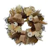 Fleurs décoratives Couronne d'automne Ribbon en lin artificiel Décoration suspendue 20 "Thanksgiving pour Wall Indoor Outdoor Halloween Wedding à l'extérieur