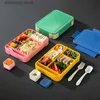 Bento Boxes Compartiment Lunch Box Plastic Portable Lunchbox Dents Office Bento Box Microwave Food Containers met vork en lepel L49