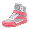 Casual Shoes Woman Breathable High Top Black White Boots Women Sport Platform Hidden Increasing Sneakers Leather Shoe