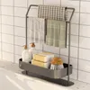 Porte-éponge de rangement de cuisine Évier d'organisateur Rack Savon de brosse de nettoyage de support de support multifonctionnel avec plateau de vidange