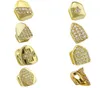 Gold Silver Iced Out Cz Bling Grillz Diamo de dentes de pedra de diamante Full Stone Grills Cap de dente Hip Hop Bocal de dentes de boca dental para homens Mulheres 8714206