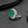 Ringos de cluster Abutterfly 925 prata esterlina 12 15mm 5a Simulação Emeralda Ring Ring Luxury Party Fine Jewelry por atacado
