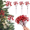 Dekorative Blumen 5pcs Weihnachten Beeren künstliche rote Berryzweige Kirsch Staubblätter für Home Weihnachtsjahr Geschenk Hochzeit DIY Blumenkranz