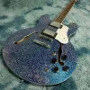 Kablar OEM 6 String semihollow Electric Guitar Större partiklar Blue Free Delivery