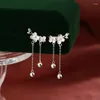 Studörhängen Sterling Silver Color Trendy Plum Blossom Tassel Ear-Buckles Women's Fashion Jewelry