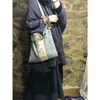 Alışveriş çantaları kadınlar keten patchwork işlemeli bayanlar vintage keten basit kadın 2024 retro eklenmiş çanta