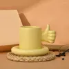 Mugs 300ml Ceramic Coffee Mug Cute Thumb Cup With Saucer For Office And Home Creative Comfortable Handle Latte Tea Milk