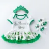 Baby's Children's Wear Saint Patrick's Baby's Baby's korte mouw geprinte romper feestjurk jumpsuit mode