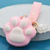 Keychains Lanyards New PVC Soft Rubber Cat Claw Keychain Jelly Couple Car Key Bag Pendant Custom Pendant Gift Llaveros Para Mujer Keychain for Girl