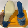 Neo Revival Mule sandals 1ACLNS denim mule Blue denim sandal and natural calf leather sandals Luxury sandals Party sandal giving it a subtle Y2K vibe mules womens mule