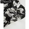 Robes de fête Ilyboojun Fashion Designer Summer Vintage Print Robe Cold de support pour femmes