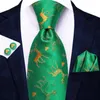 Papilla cravatta di Natale verde per uomini eleganti maschi di natale con tasca quadrata cufflink wedding accessorio ad accessorio hi-tie design all'ingrosso
