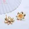 Pendientes de sementales (1925) 6pcs 16x18 mm 14.5x16.5 mm 24k color de oro flor de latón hallazgos de joyas de bricolaje de diy accesorios