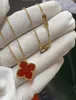 Designer High Version Van Four Leaf Grass Halsband Single Flower Natural Fritillaria Agate Pendant Classic Double Sided Lucky Collar Chain