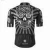 Cykeltröja sätter Mens Casual Digital Print Black Skull Cycling Jersey Mens Stretch Zip Up Breatab Lightweight Short Seve Mtb Jacket L48