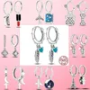 Hoop -Ohrringe 925 Silbertürkis und Feder für Frauen Mode -Ohrring -Schmuck Brincos