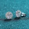 Stud Earrings Vintage Rose Gold Silver Color 6MM Crystal Stone White Zircon Classic Four Claw Round For Women