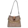 Bag tjock kedja Vintage Tote 2024 Fashion Högkvalitativ matt Pu Leather Women's Designer Handväska Travel Axel Messenger