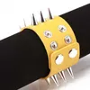 Other Bracelets Three Row Cuspidal Spikes Rivet Stud Wide Cuff Leather Punk Gothic Rock Unisex Bangle Bracelet Men JewelryL240415