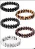 Bärade strängar 8mm svart lavasten Howlite Tigers Eye Bead -armlets Essential Oil Diffuser Armband för kvinnor Män smycken släpp de1028837