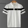 Herfstheren met korte mouwen poloshirt trendy contrasterende kleur revers casual streep blokkerende high-end anti pilling stijl