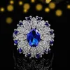 Bröllopsringar 2024 Luxury Oval Marquise Blue Red Green Color Engagement Ring Open For Women Anniversary Gift Jycken Parti R6768