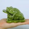 Dekorativa figurer 4 "Jade hand-snidande fengshui gyllene pengar rikedom djur padda staty maskot statyer et skulpturer hem