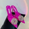 Pineapple 2024 Summer Water Diamond Fashion Pointed Thin Heels Hollow Sandals High End Guangzhou Women's Shoes