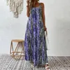 Casual Dresses Women Printed Dress Bohemian Style Vacation For V Neck Maxi Sundress Summer Beach Resort Wear Loose Soft