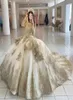 2022 Champagne Quinceanera Dresses Lace up the Severed Sleeve Princess Ball Grow Party Party Gresy Gress8362760