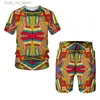 Kleidungssets heiß verkaufte afrikanische Promi-Stil 3D-Print Kids Sets Fashion T-Shirts Beach Board Shorts Tees Tops Harajuku Jungen Mädchen Anzüge T240415