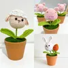 Dekorativa blommor DIY Sticking Pig Animals Potted Decor Handmased Cotton Garn Sticked For Home Wedding Party Creative Birthday Presents