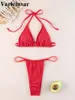 Swimwear féminin 5 couleurs licondés côtelés Bikini coupés de jambe de jambe de bain féminine à deux pièces Set Bather Bathing mail nage v5477