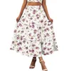 Casual Dresses Women Summer Long Boho Printing Elastic Waist Pleated A Line Flowy Swing Tiered Pocket Beach Dress Ropa De Mujer