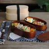 Bento kutuları Japon tarzı öğle yemeği kutusu set ahşap çift katmanlı bento kutusu piknik için kaşık çatal çubukları taşınabilir gıda konteyner kutusu l49