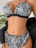 Женские купальники Ice Leopard Print в три очка назад сексуальные бикини женская женская одежда с высокой талией купание костюмы мода простой костюм