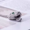 Klassisk modeleopardhuvud hänge kubik zirkoniumsten djurform panterhalsband för män eller kvinnor designer koppar smycken 240415