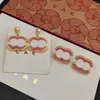 Luxury Gold-Plated Earrings Designed Brand Designer With Pink Inlay For Fashionable Cute Girls High Quality Jewelry Earrings With Box For Birthday Gifts