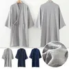 Ethnic Clothing Japanese Traditional Samurai Kimono Pure Cotton Night-Robe Men Yukata Bathing Robe Loose Style Sauna Wear Homewear Long Gown