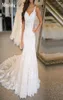 ZJ9189 White Ivory Bridal Bowns Long Train Vintage Princess Mermaid Wedding Dress Straps Spets Applique Romantic High Quality4241883