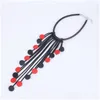 Hangende kettingen yd ydbz zomer mode rood zwart hout gotisch rubberen ketting handgemaakte tassel volkskostuum eenvoudige trui ketting juweel dhjc3