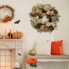 Fleurs décoratives Couronne d'automne Ribbon en lin artificiel Décoration suspendue 20 "Thanksgiving pour Wall Indoor Outdoor Halloween Wedding à l'extérieur