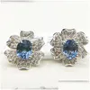 Stud -oorbellen Natuurlijke echte smaragd oorring 925 Sterling Sier 0.5CT 2PCS Gemstone Flower Stylex8061607 Drop Delivery Sieraden DHBV4