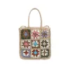 New Bohemian Fashion multicolore fleur épissée Sac tissé à épaule One épaule Handheld Square Sen Sac tissé Sac pour femmes