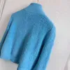 Kobiety dla kobiet designerka niebieska mutka z dzianinową kurtką dla kobiet STB7 UJMH