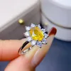 Anillos de racimo de zafiro amarillo natural para mujeres plata 925 Joyas Gemas Gemas de lujo 18K Gold Artículos de envío gratis