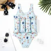 One-Pieces Cute Cartoon Girls Swimsuit Summer One Piece Swimwear Baby Girls Float Swim Vest 2-7 Years Kids Floatation Swimsuit Buoyancy Y240412Y240417KI3F